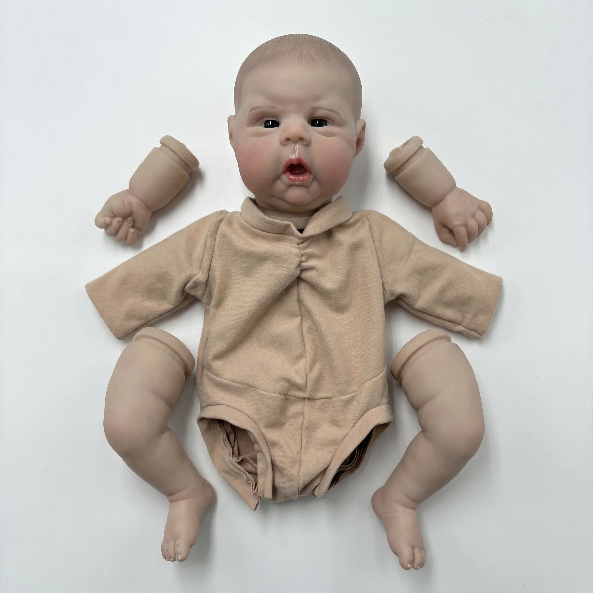 22inch Gounchi Finished Reborn Doll Kits white Skin Painted Hair with cloth body