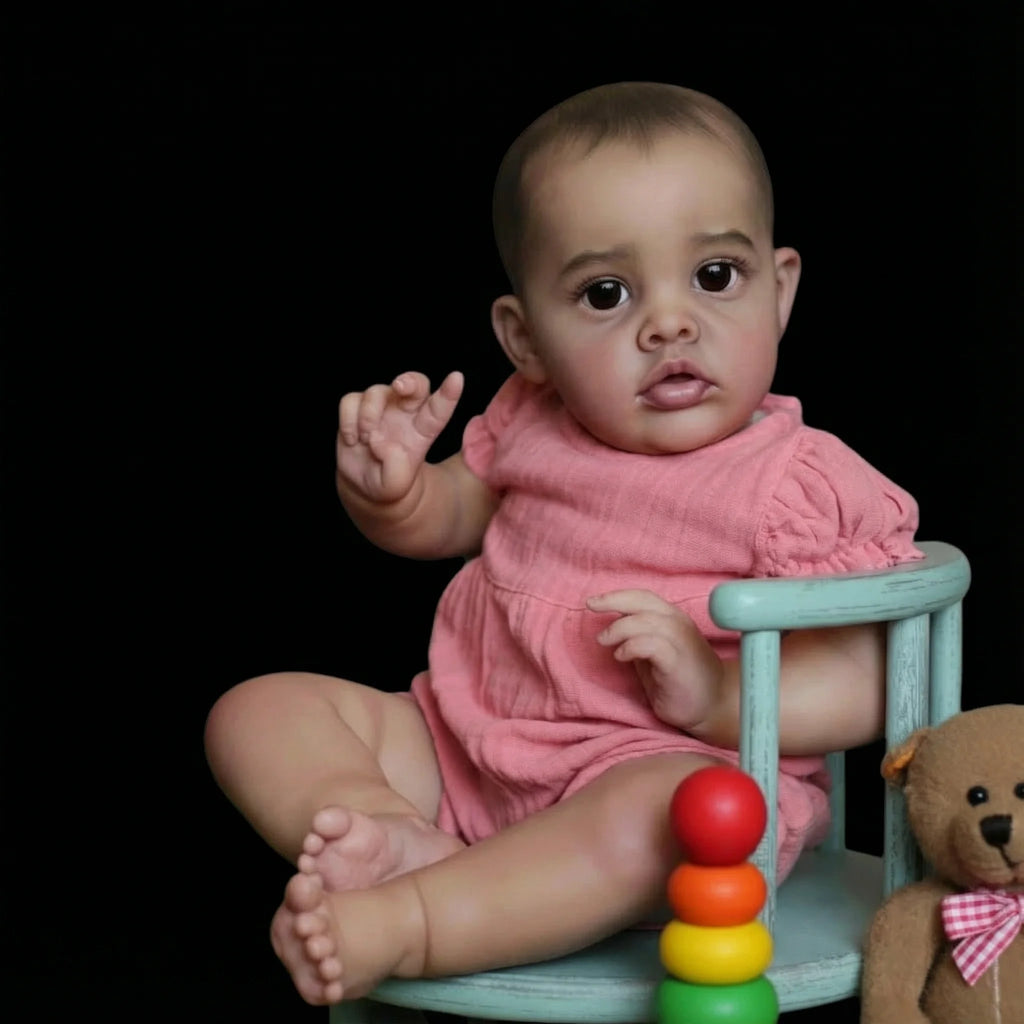 22Inch Benjamin Soft Vinyl Newborn Baby Reborn Doll Babies Dolls Lifelike Real Bebe Doll Dark Skin Birthday Xmas Gift