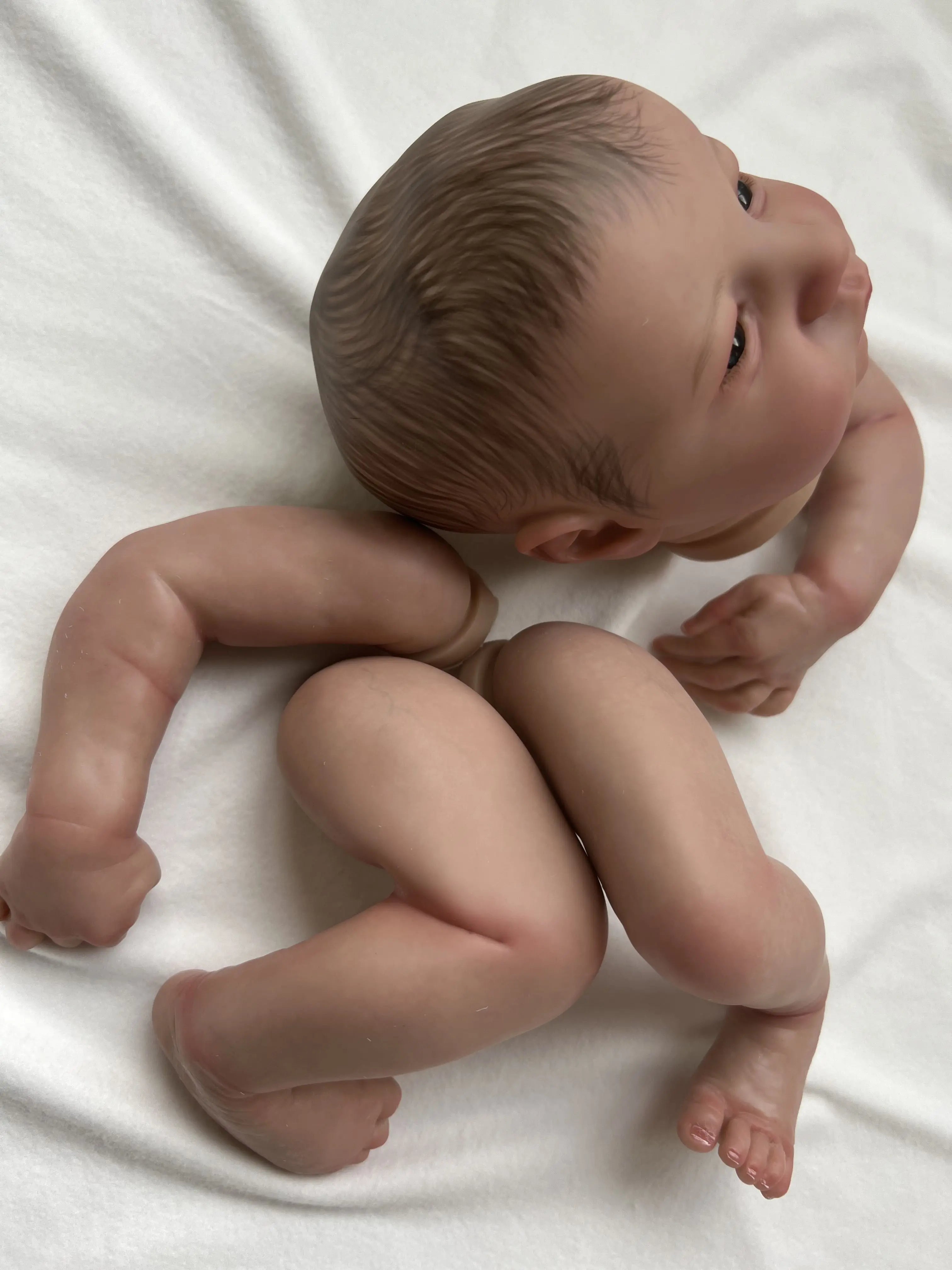 19inch Already Painted Reborn Doll Parts Levi Awake Lifelike Baby 3D Painting with Visible Veins  Cloth Body Included