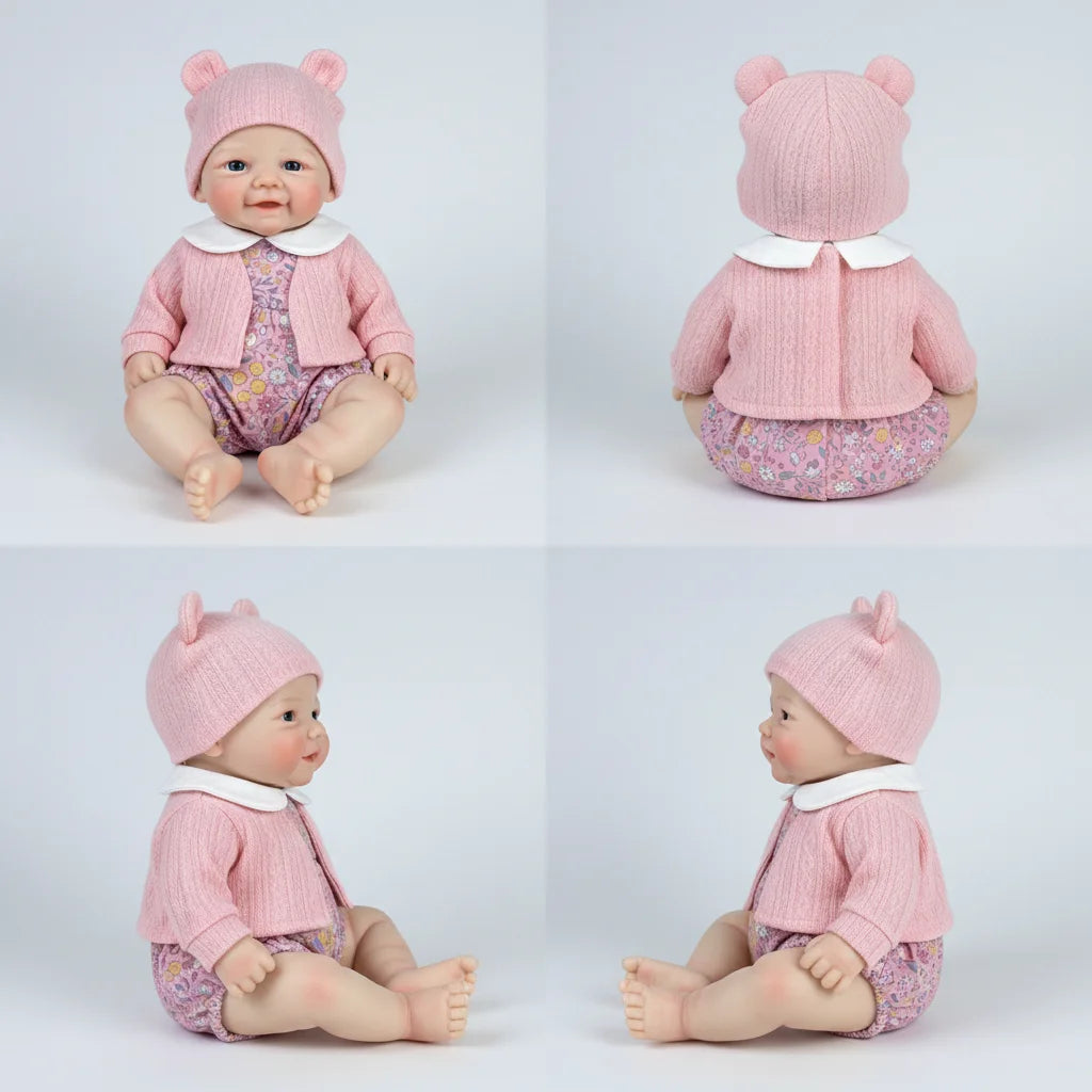 12" Platinum Silicone Reborn Baby Doll | 30cm Solid Soft Squishy Art Doll with Cat Pacifier
