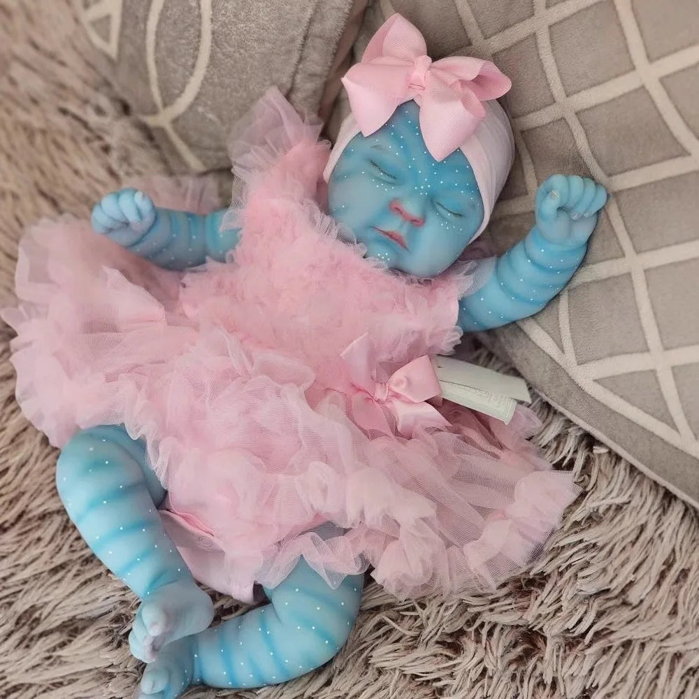 19inch Peaches Avatar Full Body Vinyl Reborn Baby Doll Handmade Realistic 3D Skin Waterproof Bath Collectible Toy
