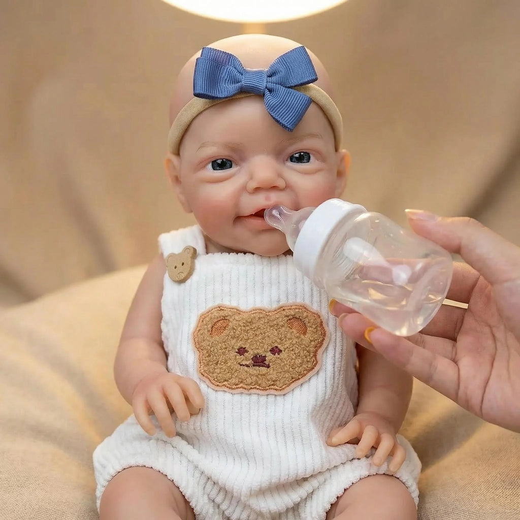 Boneca de 12 polegadas com Boca que Abre, Super Macia, de Silicone Platina Sólido, Flexível e Elástico, Realista, Tamanho Prematuro, Charlie Fofo para Colecionadores