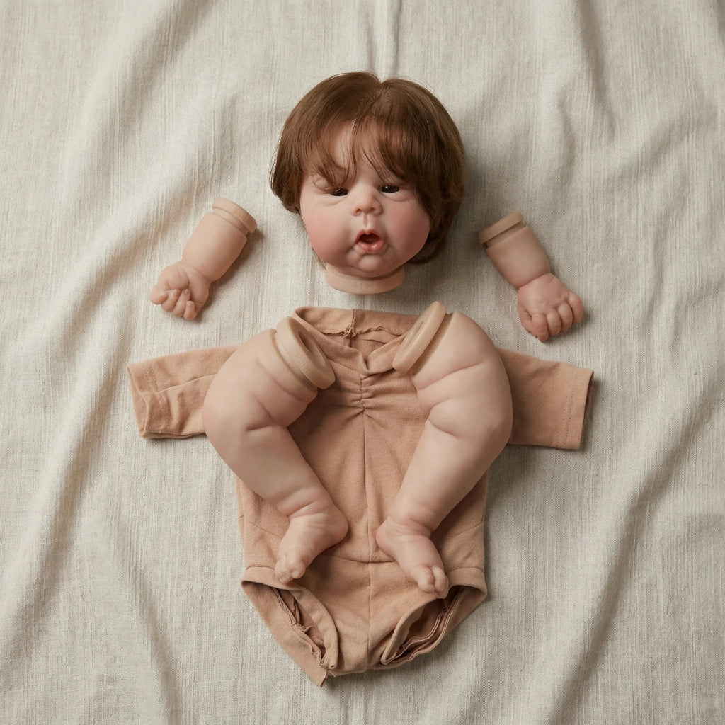 22inch Gounchi Reborn Doll Kits Complete with Hand Rooted Hair And Cloth Body