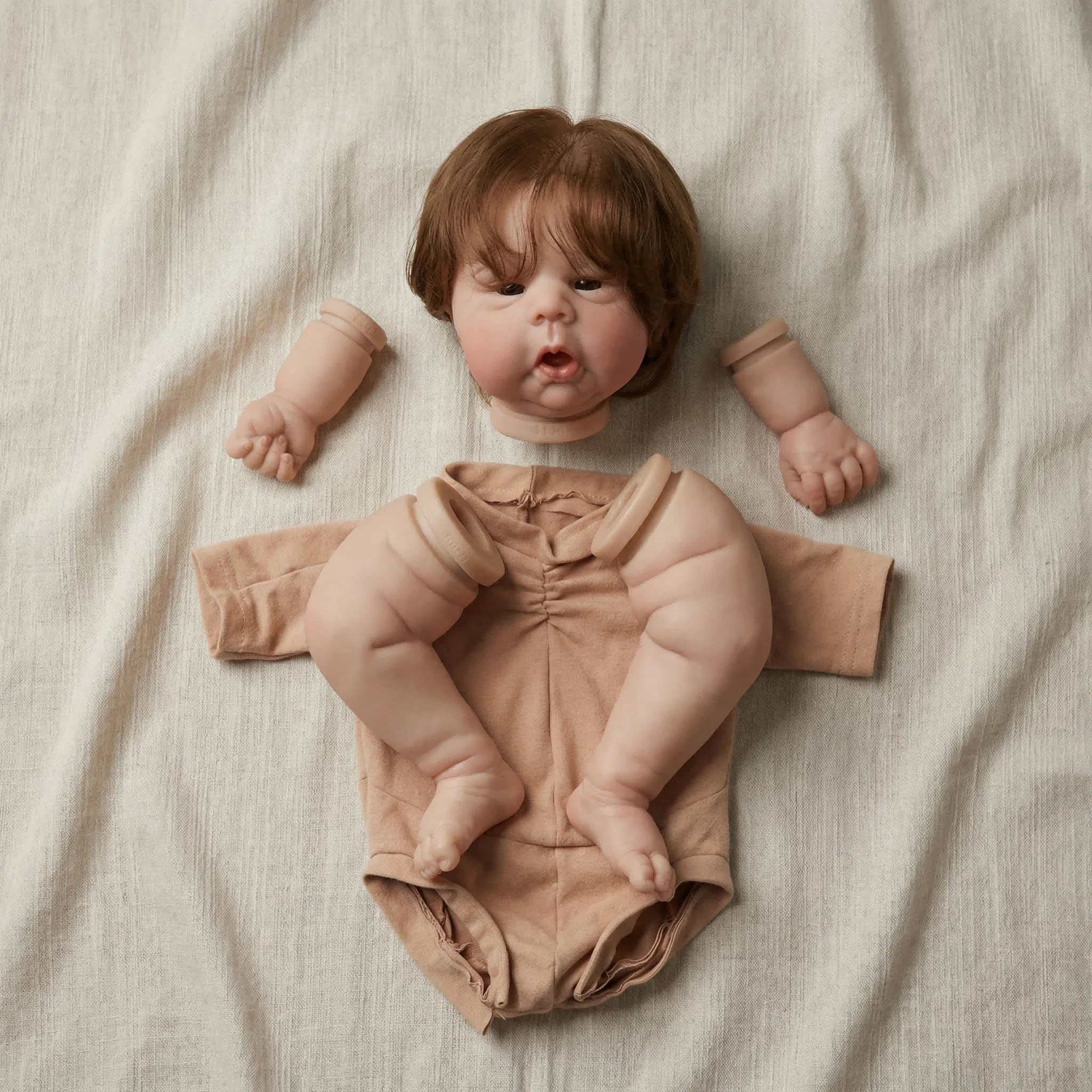 22inch Gounchi Reborn Doll Kits Complete with Hand Rooted Hair And Cloth Body