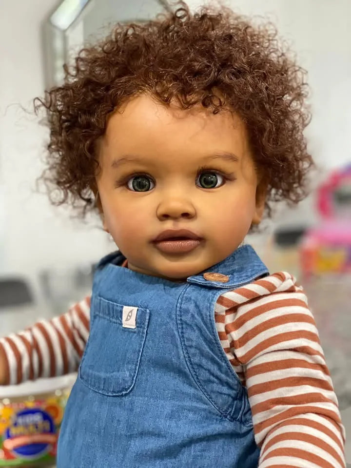 26inches Pippa Already Painted Finished Doll Reborn Toddler Huge Baby Size Dark Skin Lifelike Soft Touch 3D Skin Art Doll