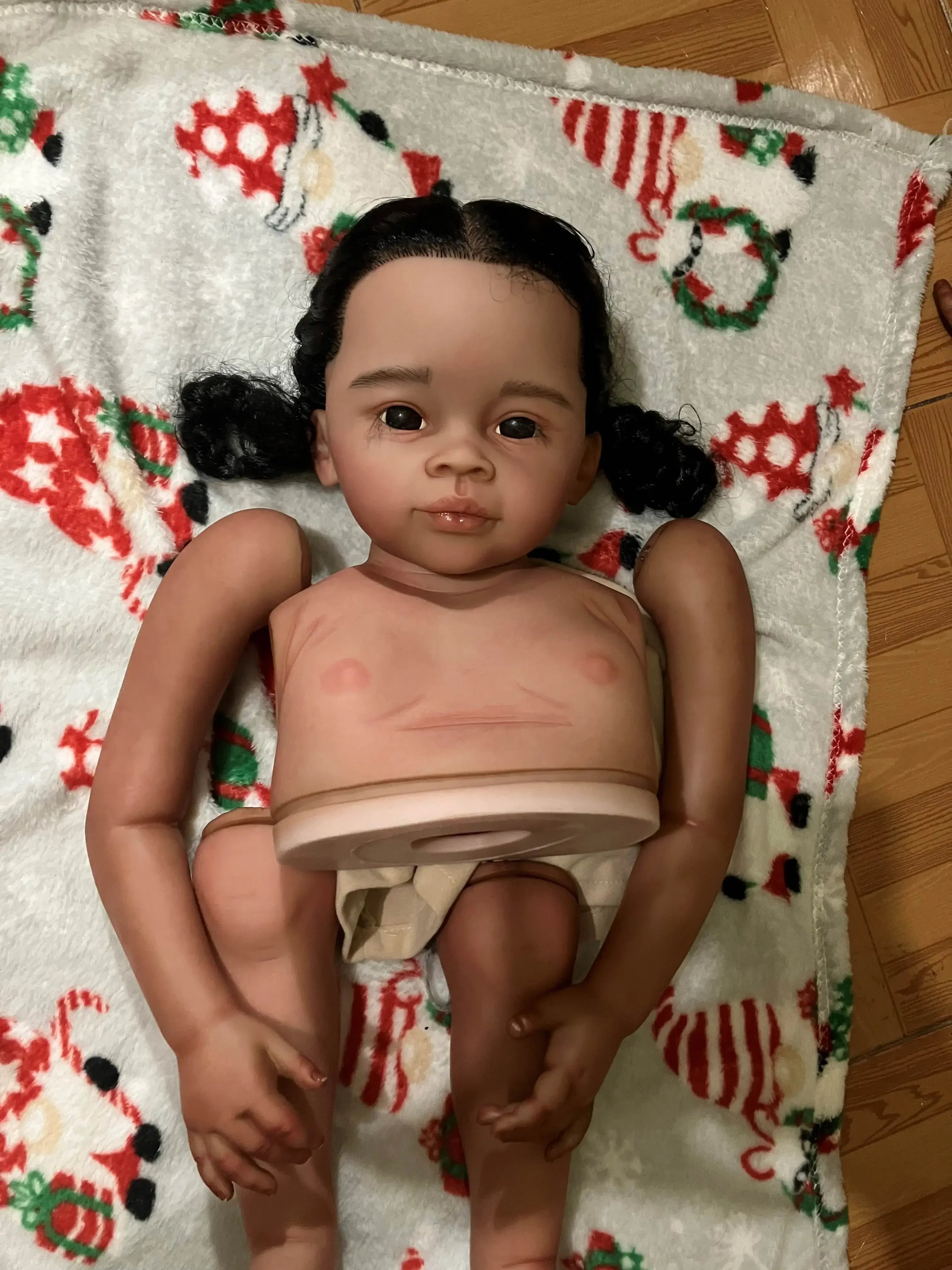 VESTA 32inch Reborn Baby Meili | Customized Limited Edition, Hand-Rooted Hair African Girl Painted Kit with Cloth Body