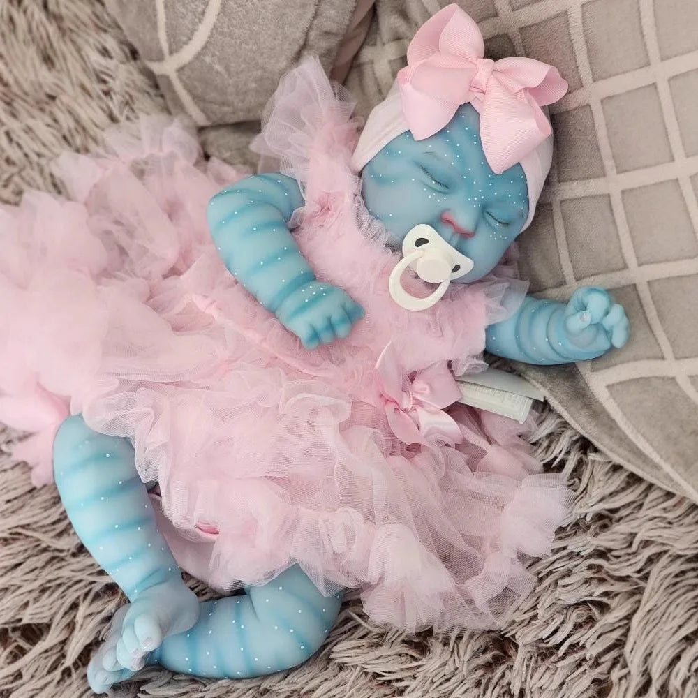 19inch Peaches Avatar Full Body Vinyl Reborn Baby Doll Handmade Realistic 3D Skin Waterproof Bath Collectible Toy