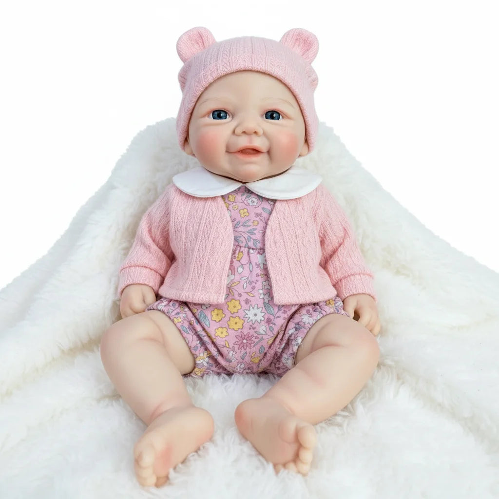 12" Platinum Silicone Reborn Baby Doll | 30cm Solid Soft Squishy Art Doll with Cat Pacifier
