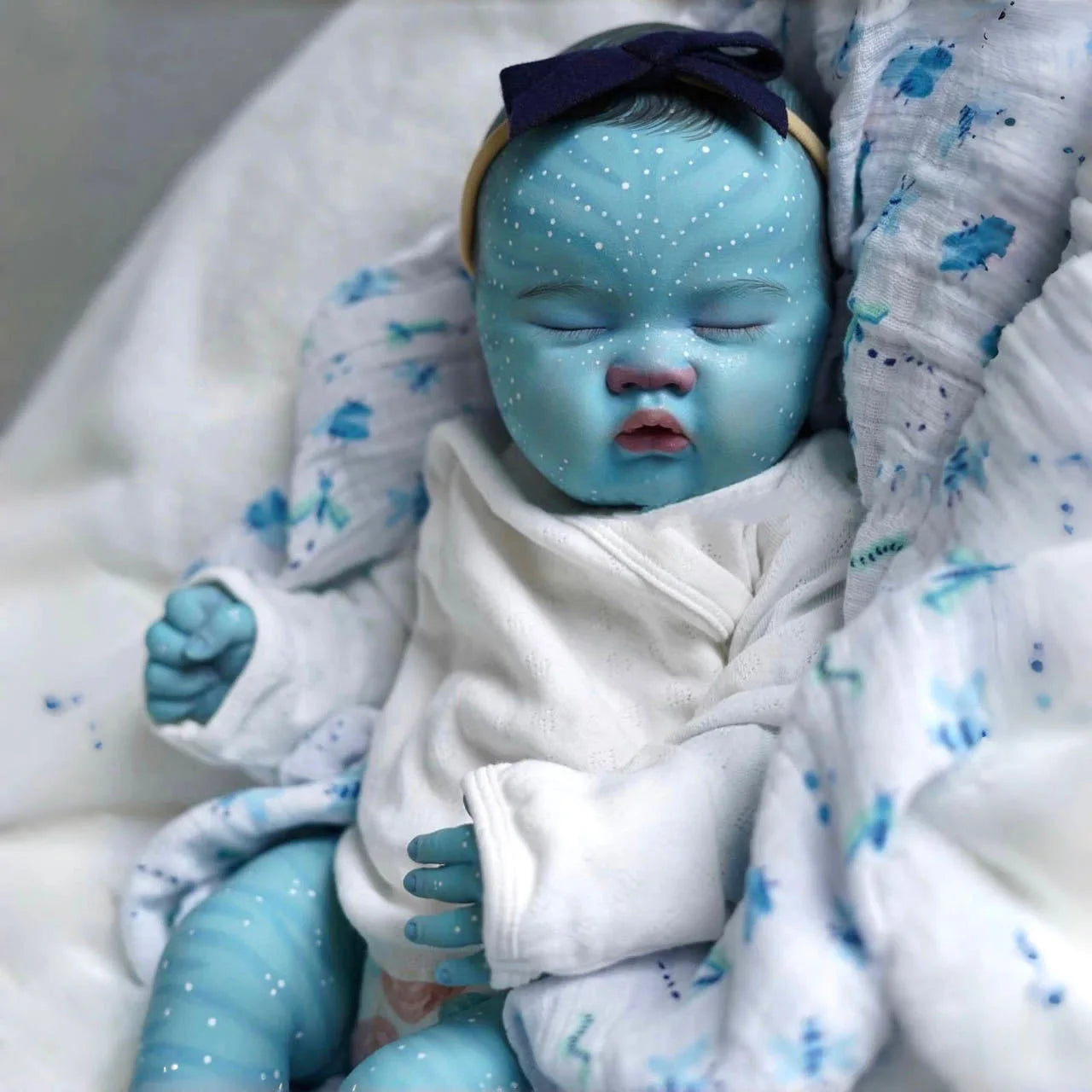 Ashia  Avatar-19inch Cloth Newborn Baby Doll Reborn Baby Size Real Picture Handmade 3D Skin Rooted Hair Visible Veins