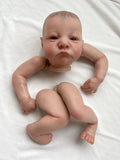 19inch Already Painted Reborn Doll Parts Levi Awake Lifelike Baby 3D Painting with Visible Veins  Cloth Body Included