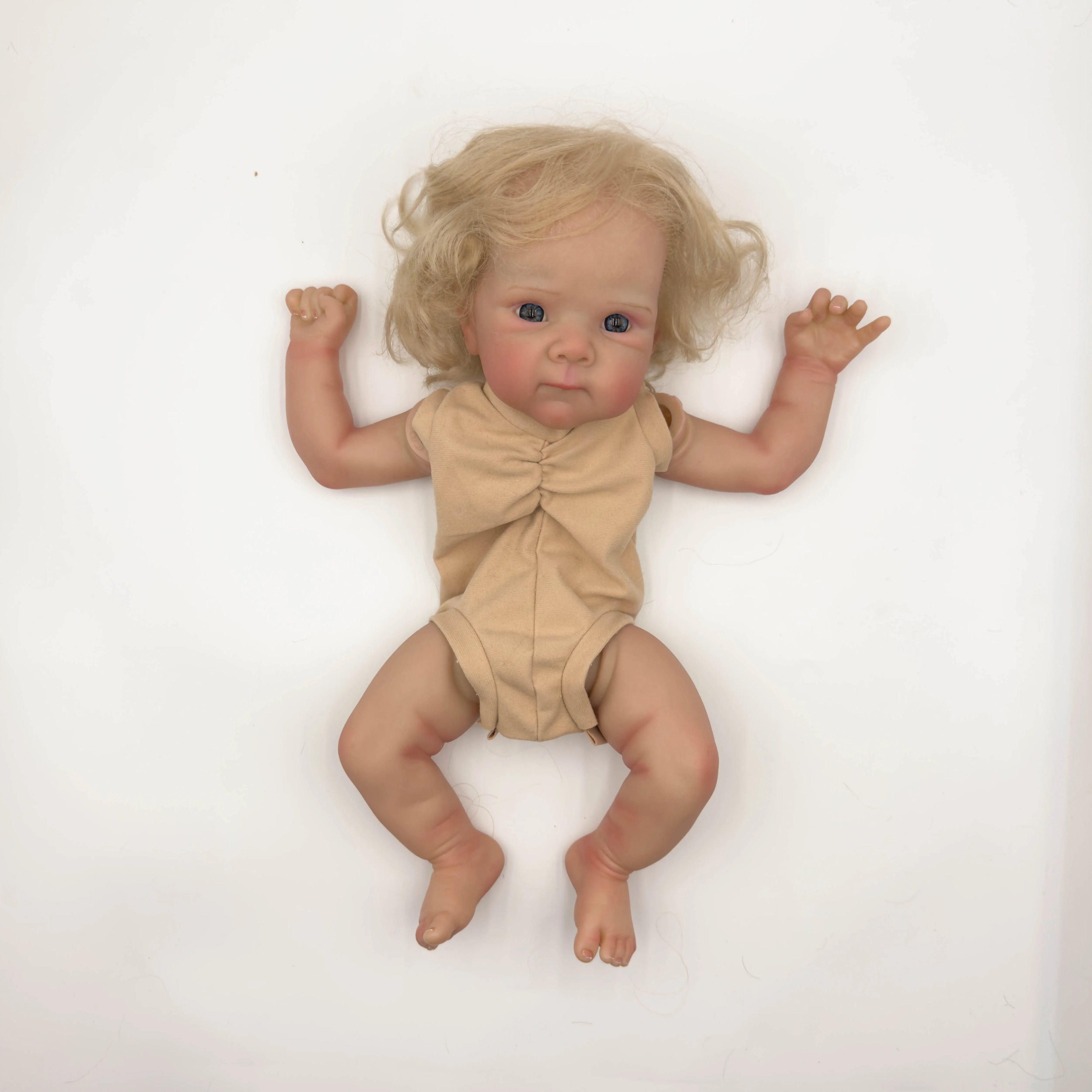 18inch bettie with curly hair Reborn Doll Kit Lifelike Awake Baby Already Painted Unfinished Doll Parts DIY Baby toys