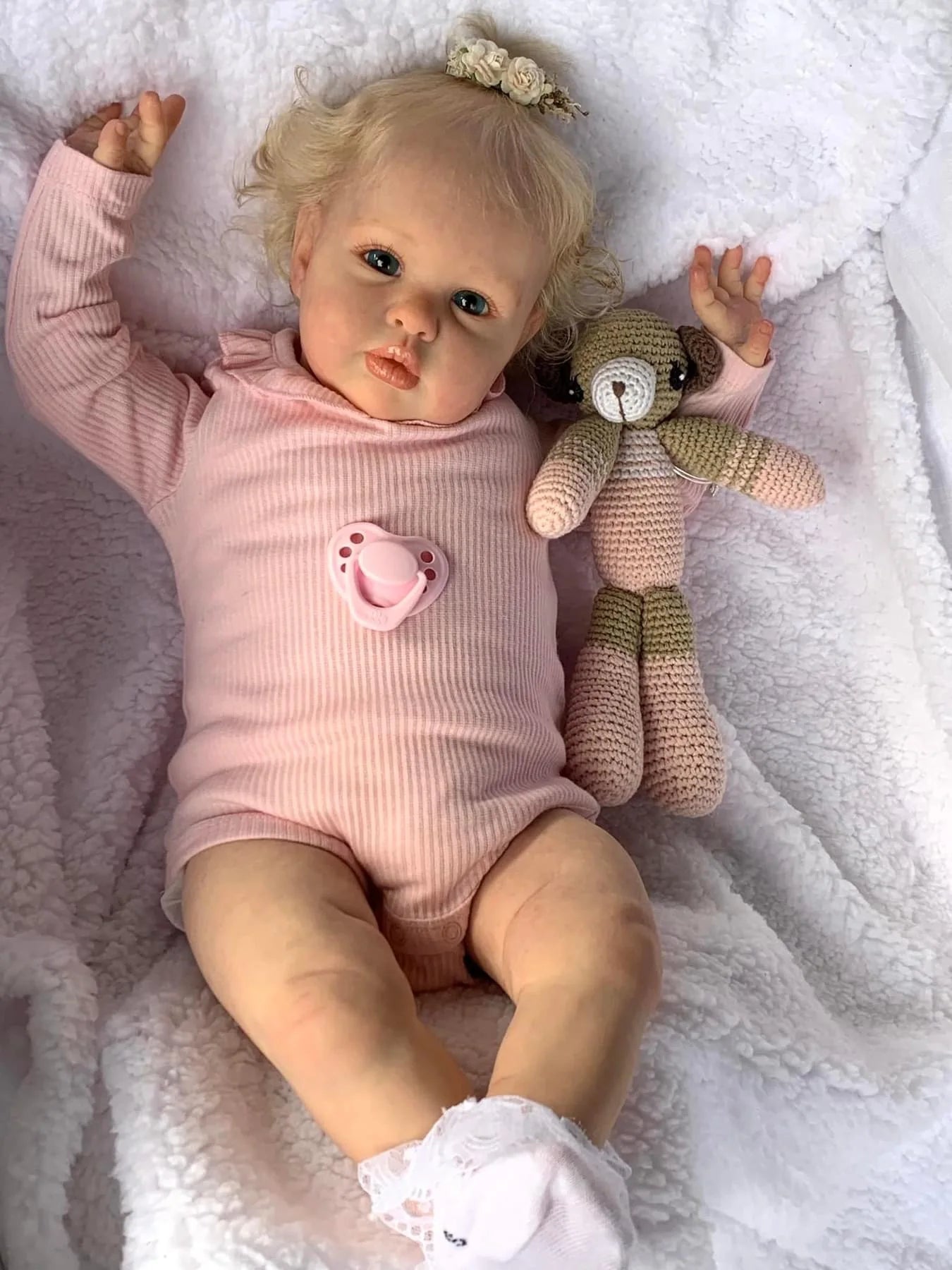 24 Inch Reborn Baby Doll Ellie - Toddler Newborn Princess Girl Doll with Lifelike Soft Touch 3D Skin And Hand Root Hair
