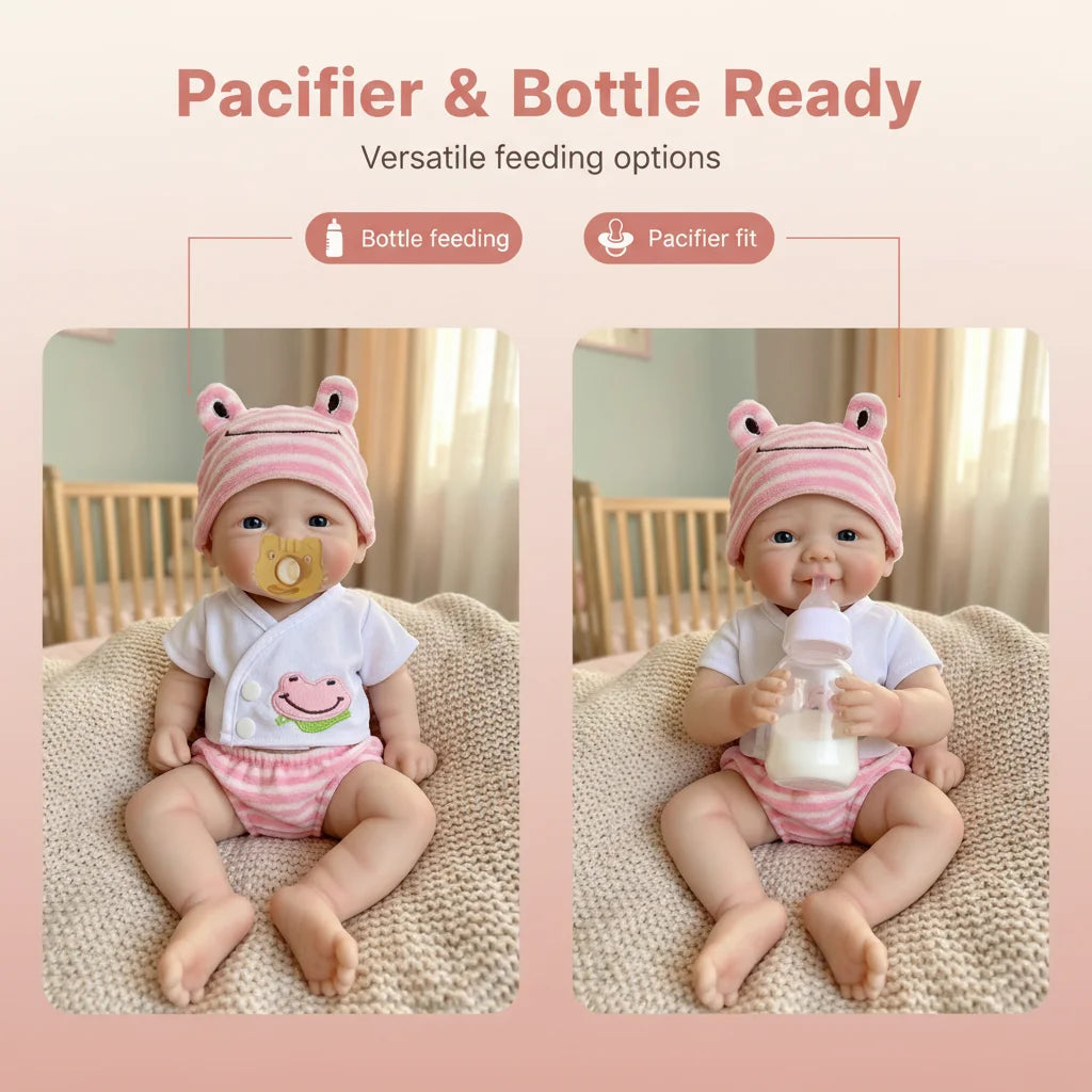 12" Vivienne Reborn Baby Doll | Full Solid Silicone Realistic Newborn with Pacifier & Outfit