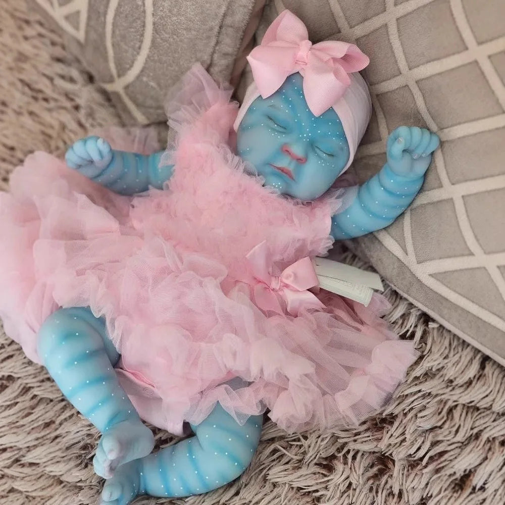 19inch Peaches Avatar Full Body Vinyl Reborn Baby Doll Handmade Realistic 3D Skin Waterproof Bath Collectible Toy