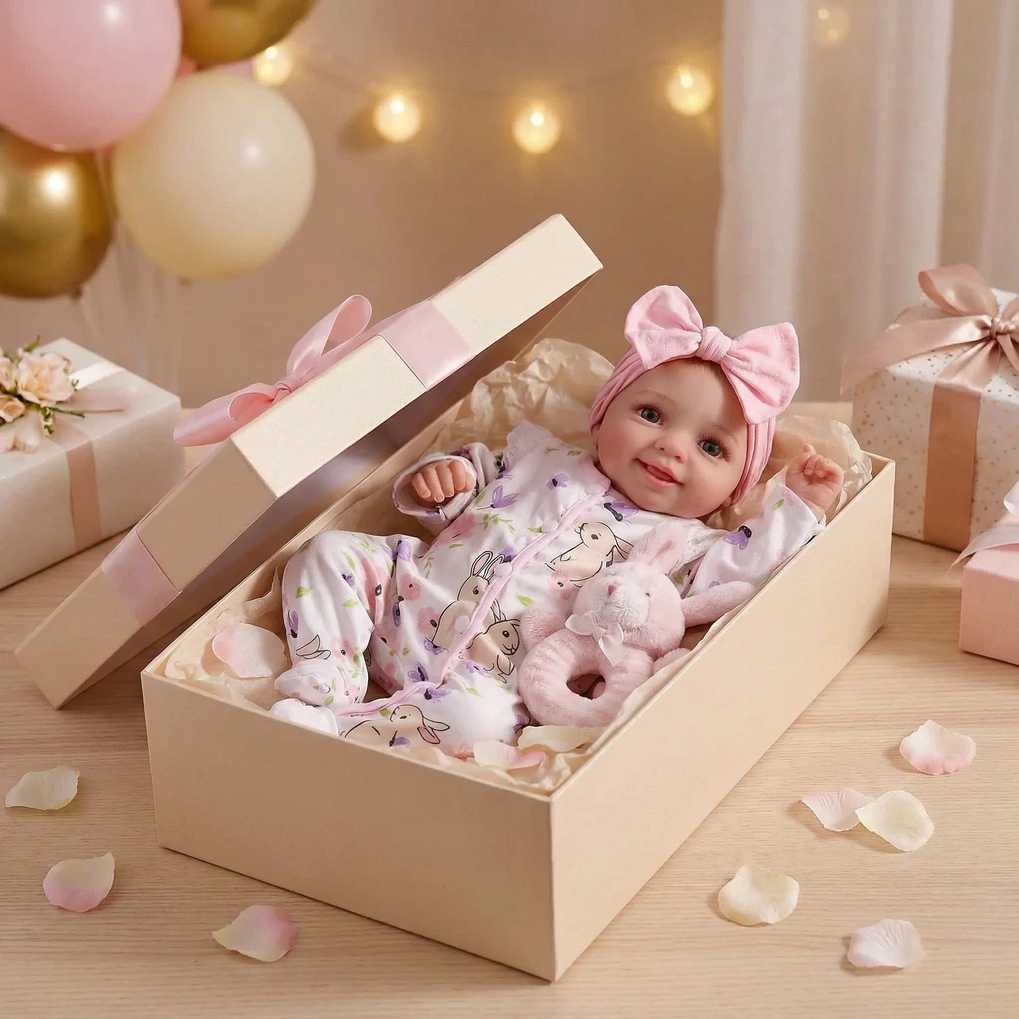 17inch Reborn Baby Newborn Doll Lifelike Soft Touch Cuddly Baby Multiple Layers Painting 3D Skin