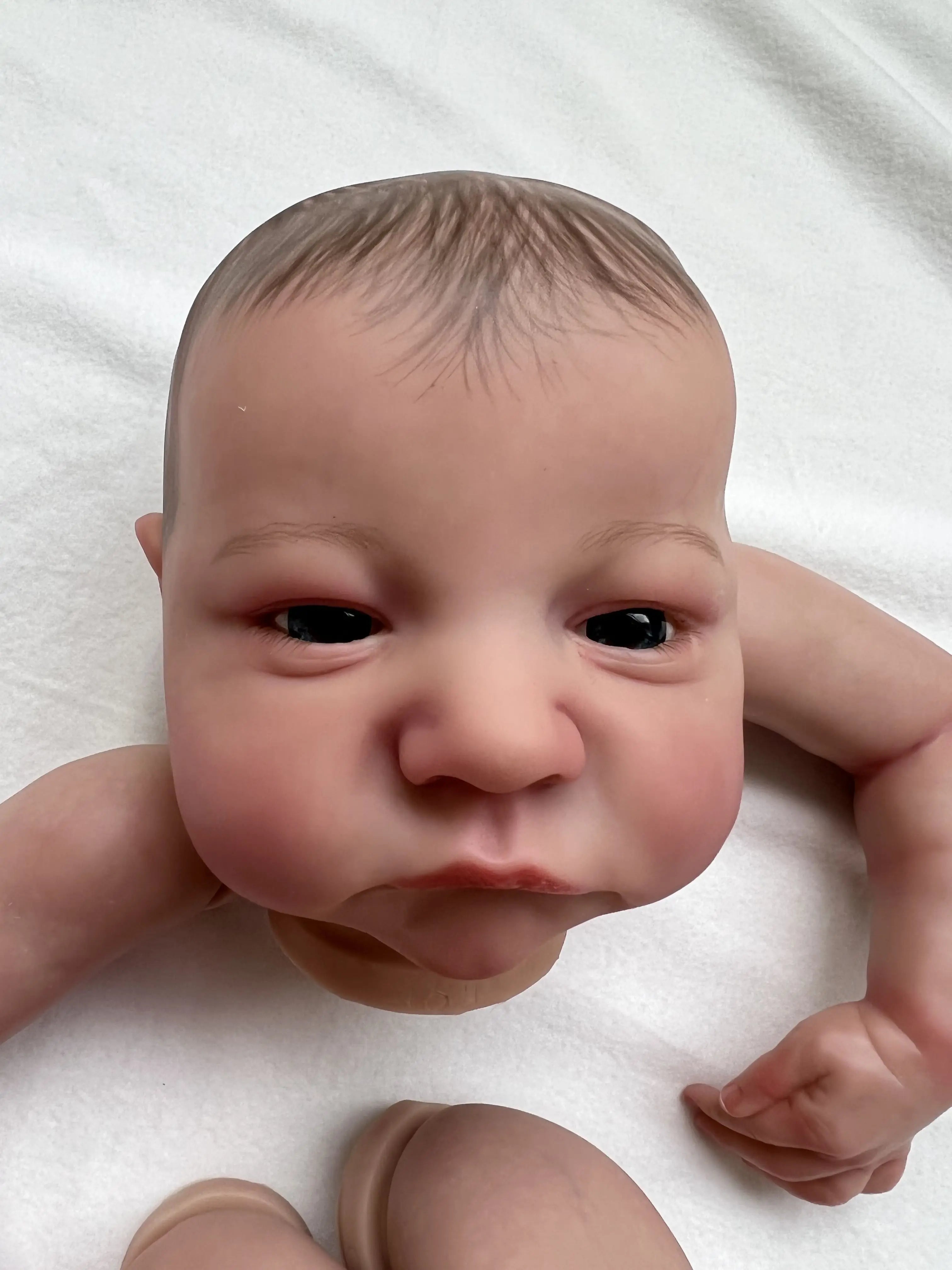 19inch Already Painted Reborn Doll Parts Levi Awake Lifelike Baby 3D Painting with Visible Veins  Cloth Body Included