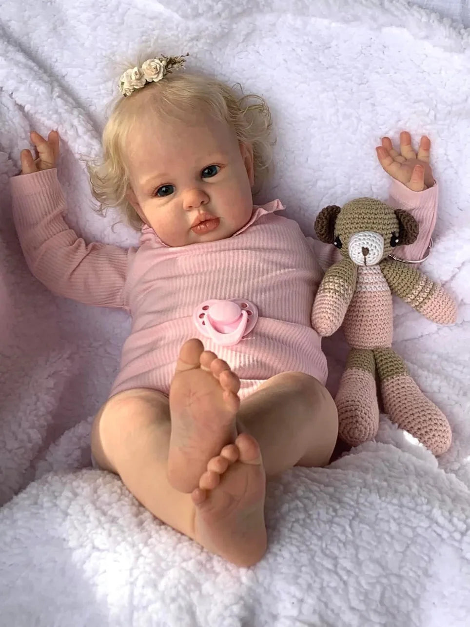 24 Inch Reborn Baby Doll Ellie - Toddler Newborn Princess Girl Doll with Lifelike Soft Touch 3D Skin And Hand Root Hair