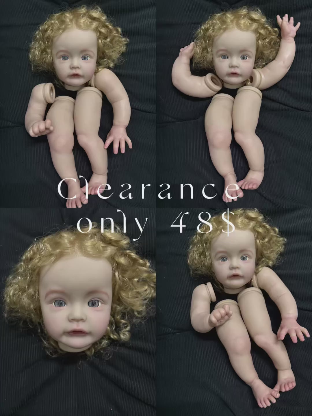 clearance  Ship in 24hours 24inch Reborn Baby Susue With Hand-rooted hair Artist Painted Kit with cloth body only 1 in stock