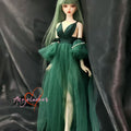 1/4MSD 1/3SD BJD Clothes Doll Outfit Sexy Sling Dress Dark Green Voile Dress-