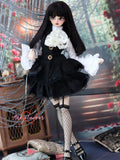 1/4 1/3 BJD Clothes Doll Outfit Shirt + Sleeveless Jumper Dress + Neck Bow-