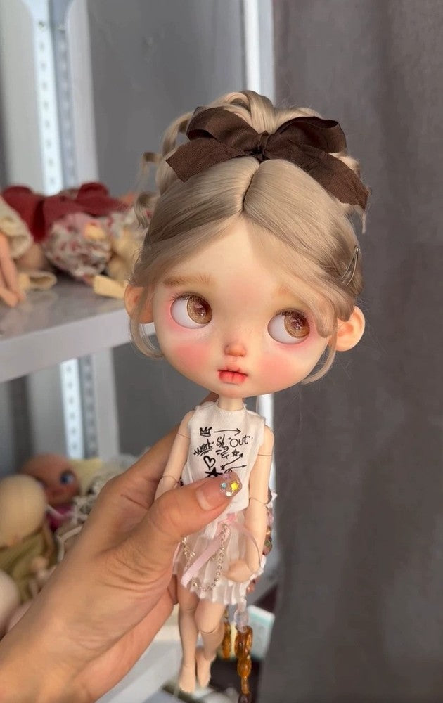 1/6 BJD Blythe Doll Wigs Landazz Hair Long Wavy Wig Soft Mohair Handmade DIY Toy