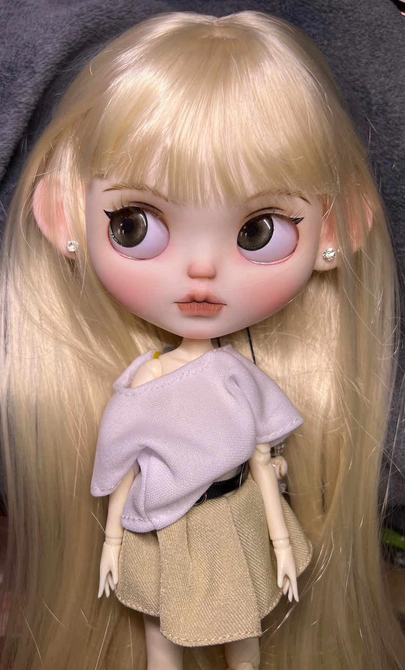 1/6 Blythe Doll Custom With Clothes Blonde Wig Girl YMY24 BJD Doll Handmade Gift