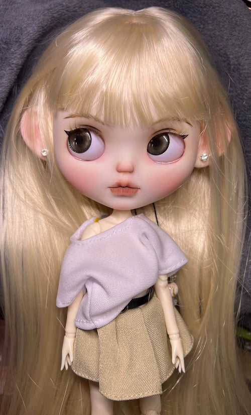 1/6 Blythe Doll Custom With Clothes Blonde Wig Girl YMY24 BJD Doll Handmade Gift
