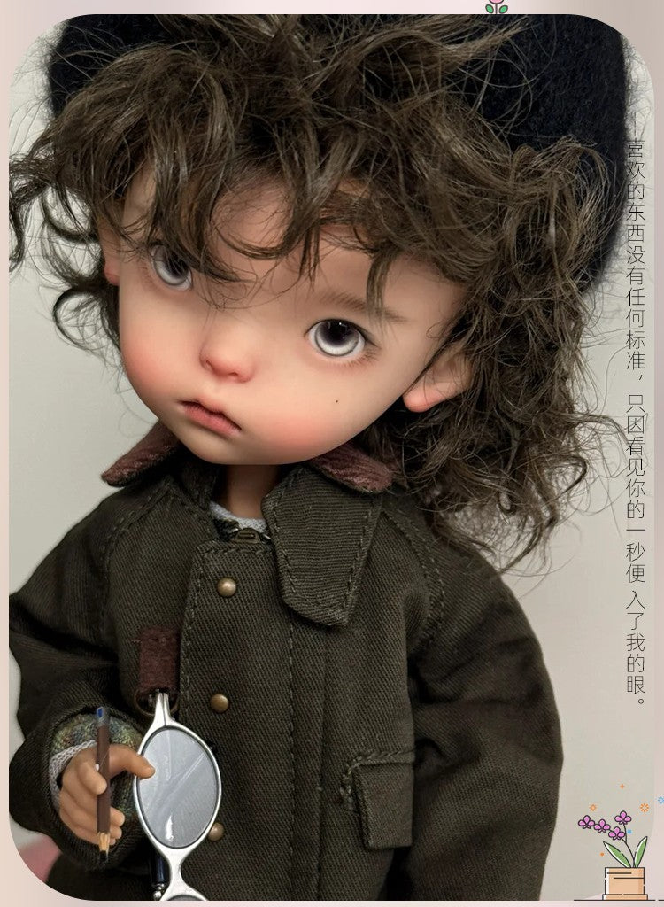 1/6 BJD Doll Handmade Resin Jointed Face Makeup Eyes Wig Landoudou Girl DIY Gift