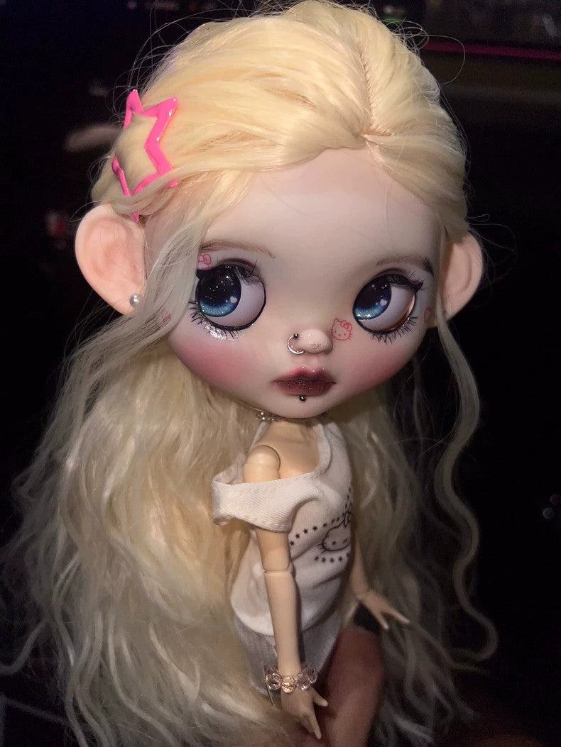 1/6 Custom Blythe Doll With Outfits + Hair Earrings Girl Doll BJD Handmade Gifts