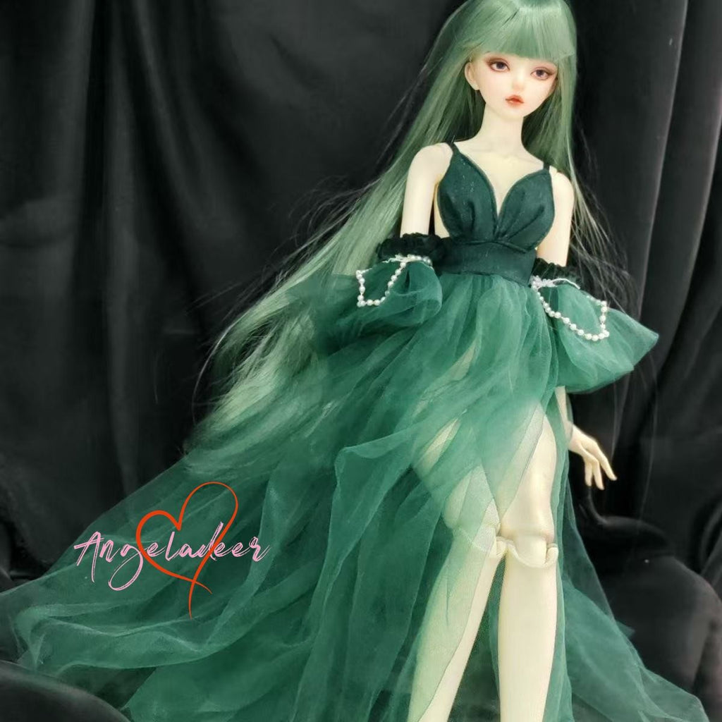 1/4MSD 1/3SD BJD Clothes Doll Outfit Sexy Sling Dress Dark Green Voile Dress-