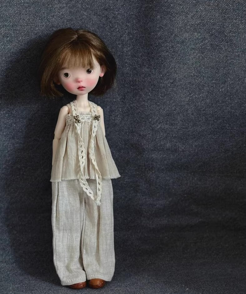 Landoudou BJD Doll 1/6 Jointed Face up Eyes Wig Clothes Girl Full Set Toys Gift