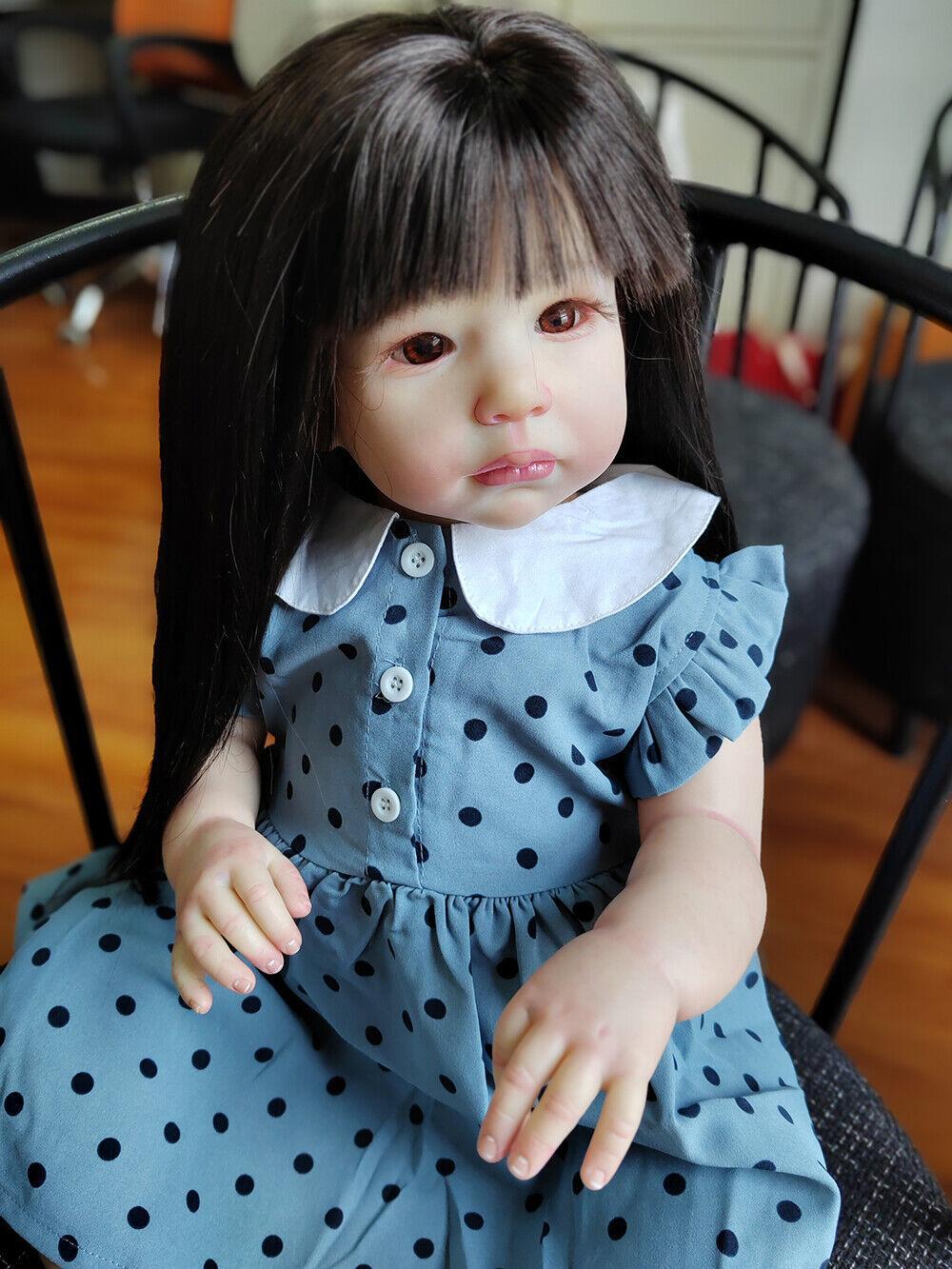 Custom Made 28in Lifelike Hand-Rooted Hair Toddler Girl Reborn Baby Doll Lily  Realistic Art Gift