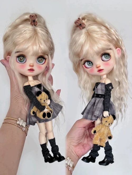 1/6 Blythe Wig Soft Mohair BJD Doll SD Hair Long Wavy Curly Wig Handmade DIY Toy