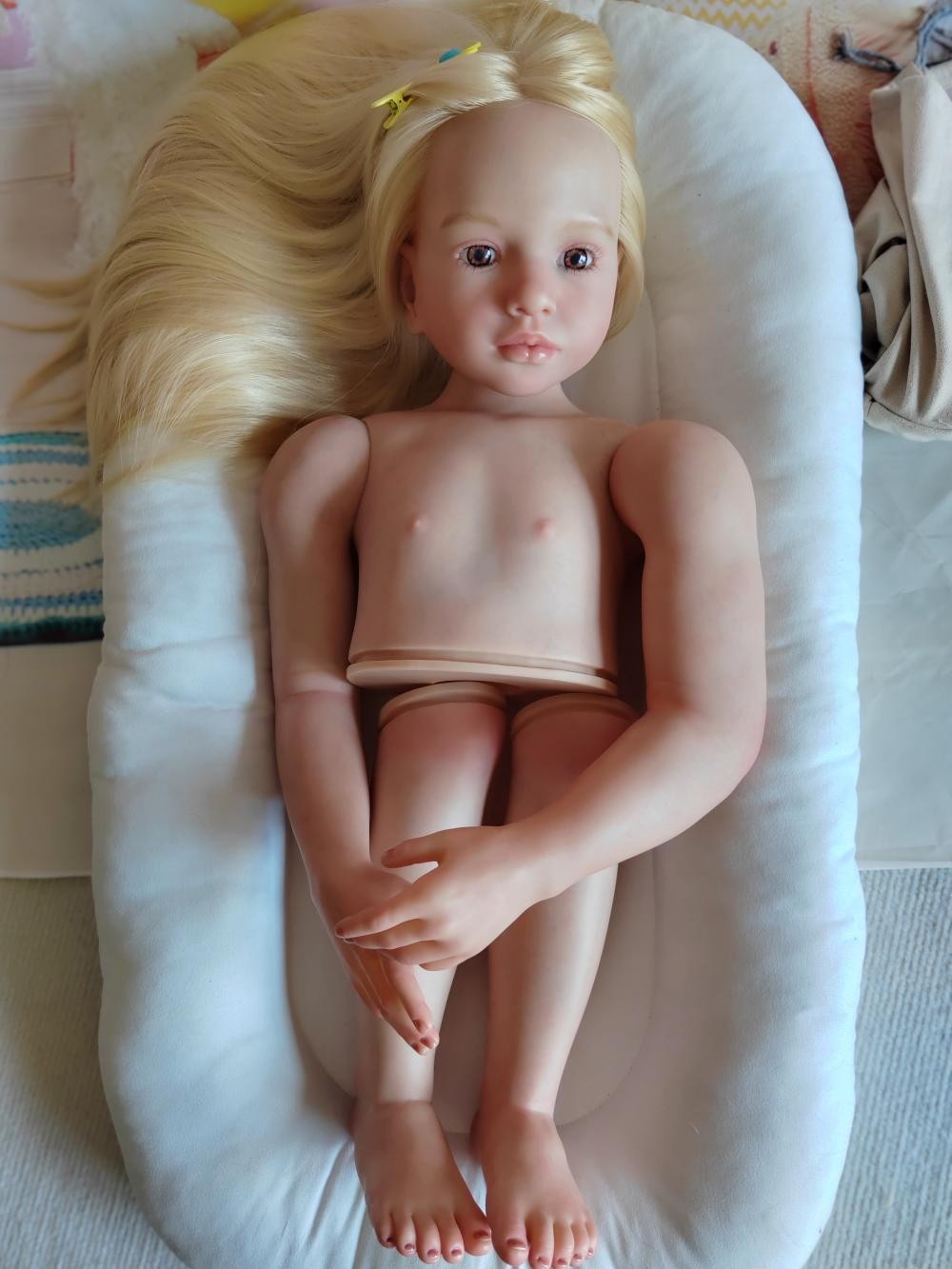 40inch Toddler Reborn Doll Kit Aloenka Painted Girl Hand-Rooted Blonde Hair Gift