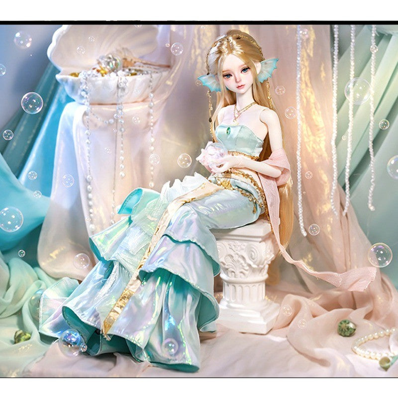 Full Set 1/4 Nude BJD Doll Resin Joint Mermaid Girl Exquisite Face Makeup Toy