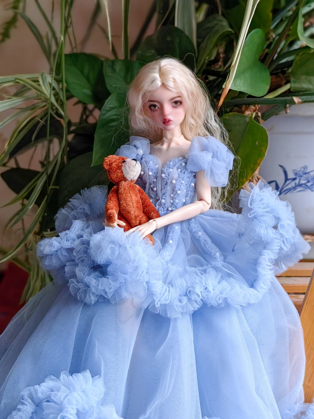 BJD Doll Clothes Blue Palace Veil Evening Dress For 1/6 Blythe BJD Doll OB24 22