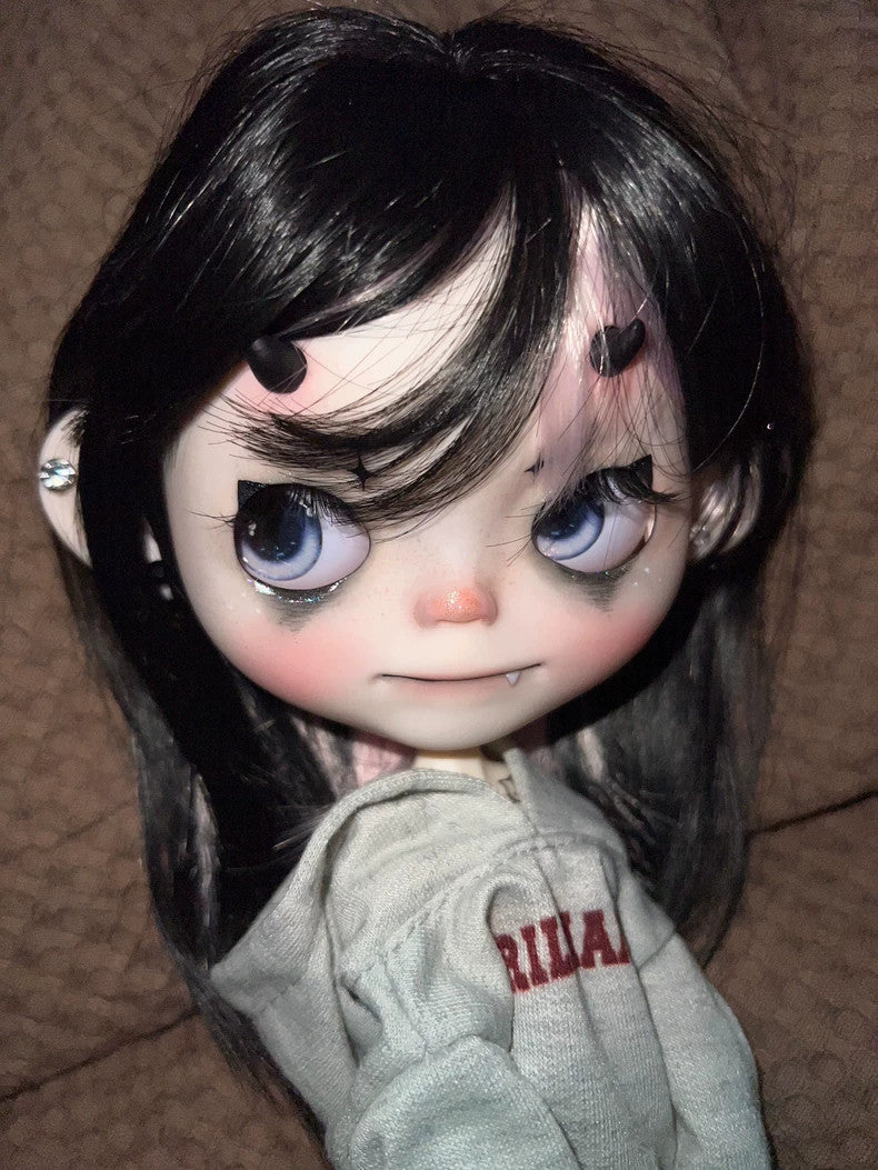 Handmade Blythe Doll Custom With Outfits Wig 1/6 BJD Doll Devil Faceup Girl Gift