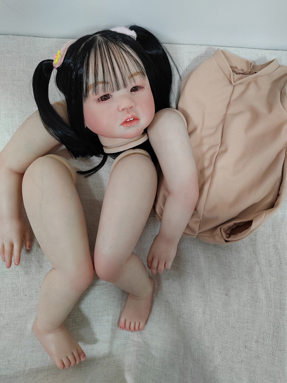 Custom Made Reborn Baby Amaya Unassembled 28in Reborn Doll Kit Asian Girl Toddler Painted Hand-Rooted Hair Toy-