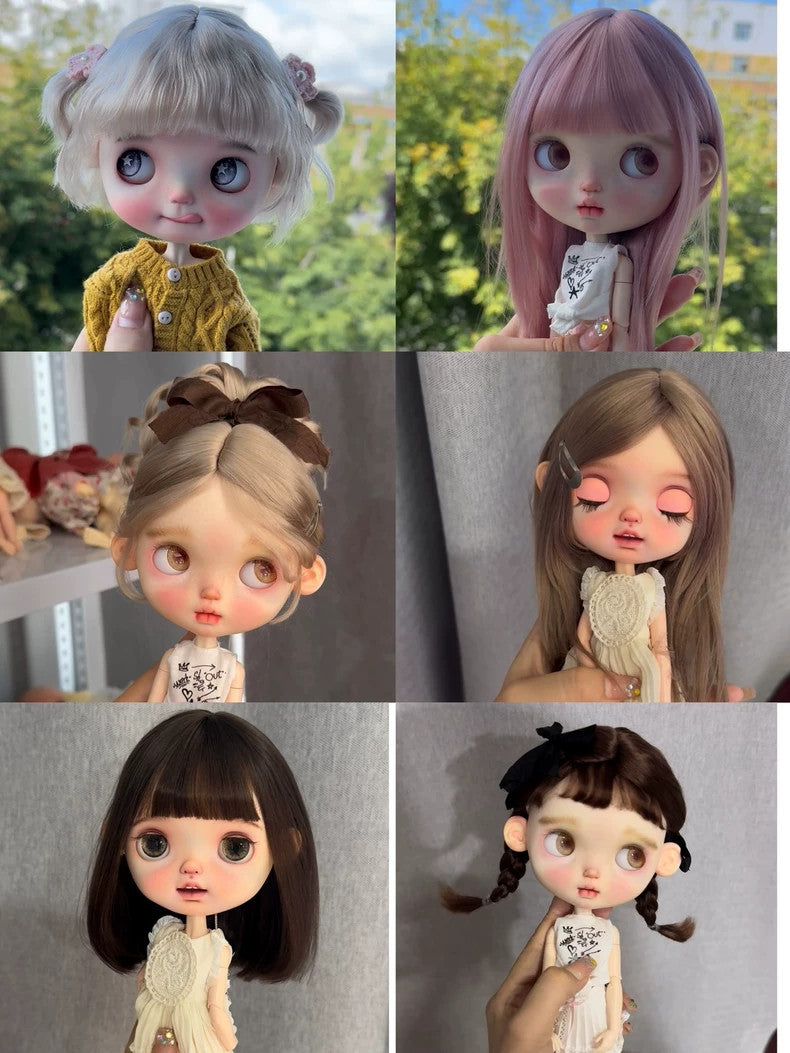 1/6 BJD Blythe Doll Wigs Landazz Hair Long Wavy Wig Soft Mohair Handmade DIY Toy