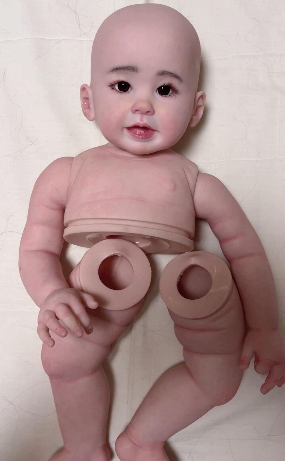 Custom Made 28" Painted Reborn Baby Doll DIY Kit Part with Cloth Body/Connectors Toddler Girl