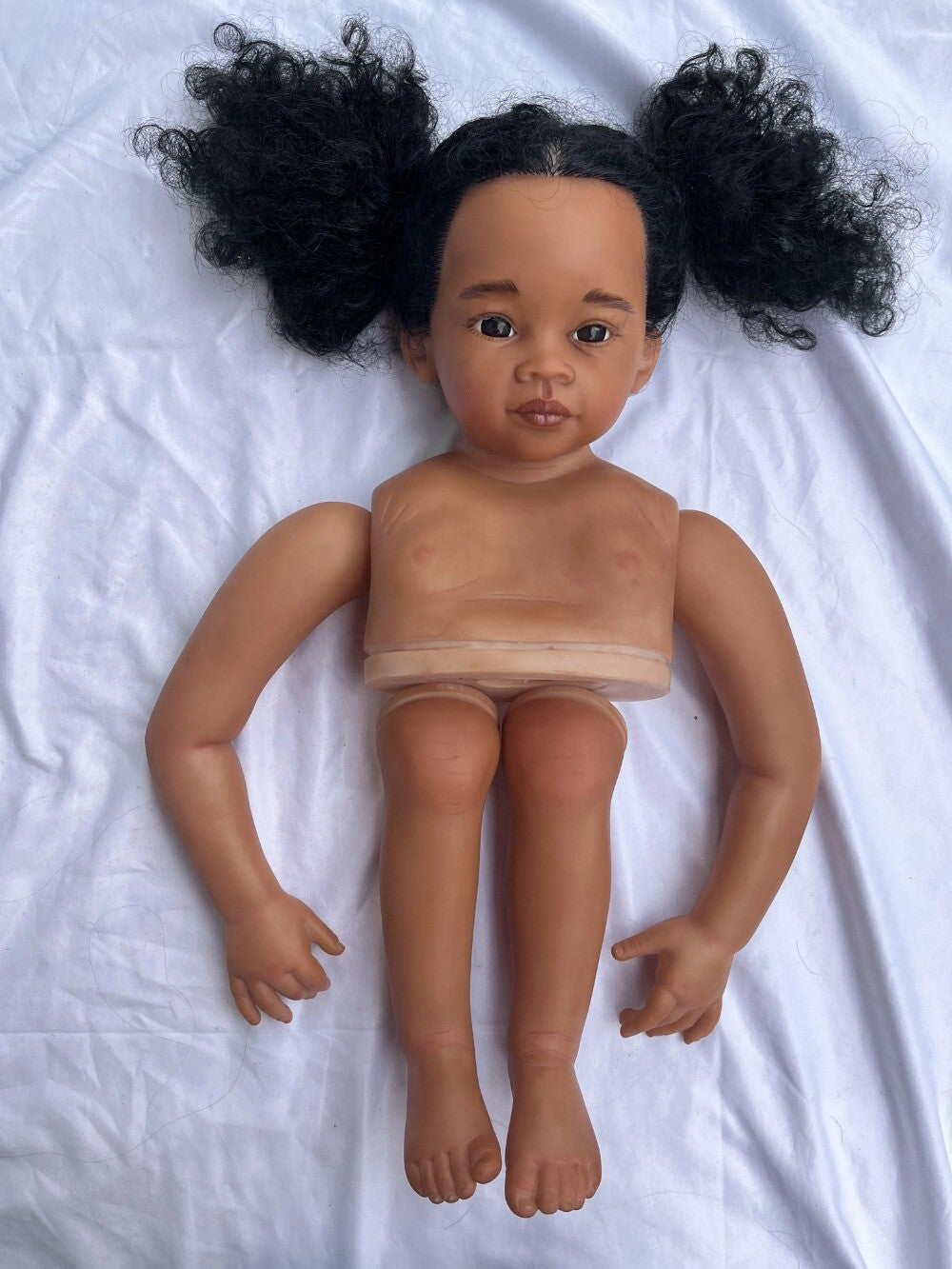 Custom Made 32inch Reborn Baby Meili African Girl Unassembled 3 Dark Skin Girl Toddler Painted Kit Rooted Hair-