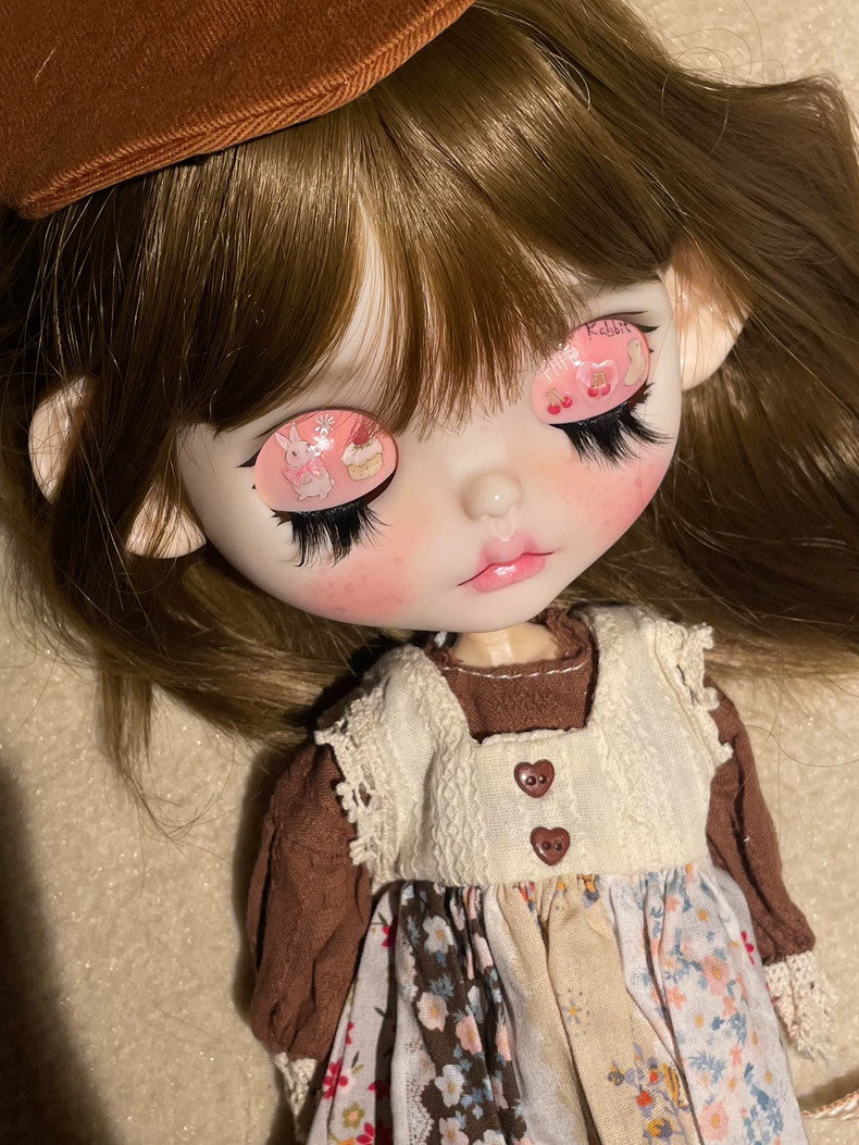 Full Set Blythe Doll With Dress Wig Hair Eyes Face up 1/6 BJD Doll Handmade Gift