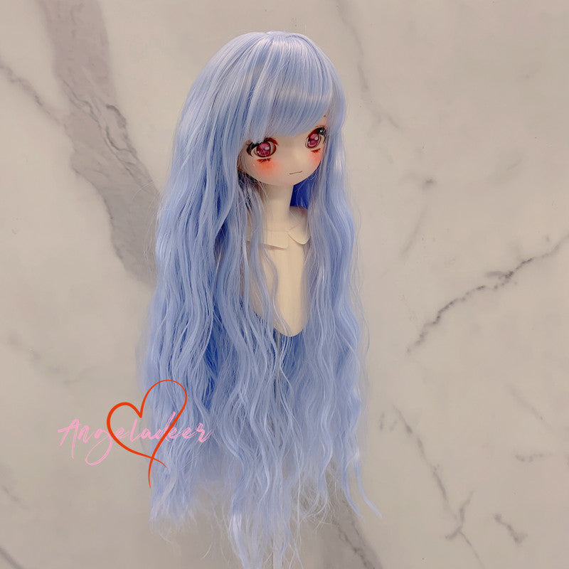 1/6 1/4 1/3&Uncle BJD Noodles Curly Long Wig Doll Hair Neat Bangs Soft Fiber AOD-