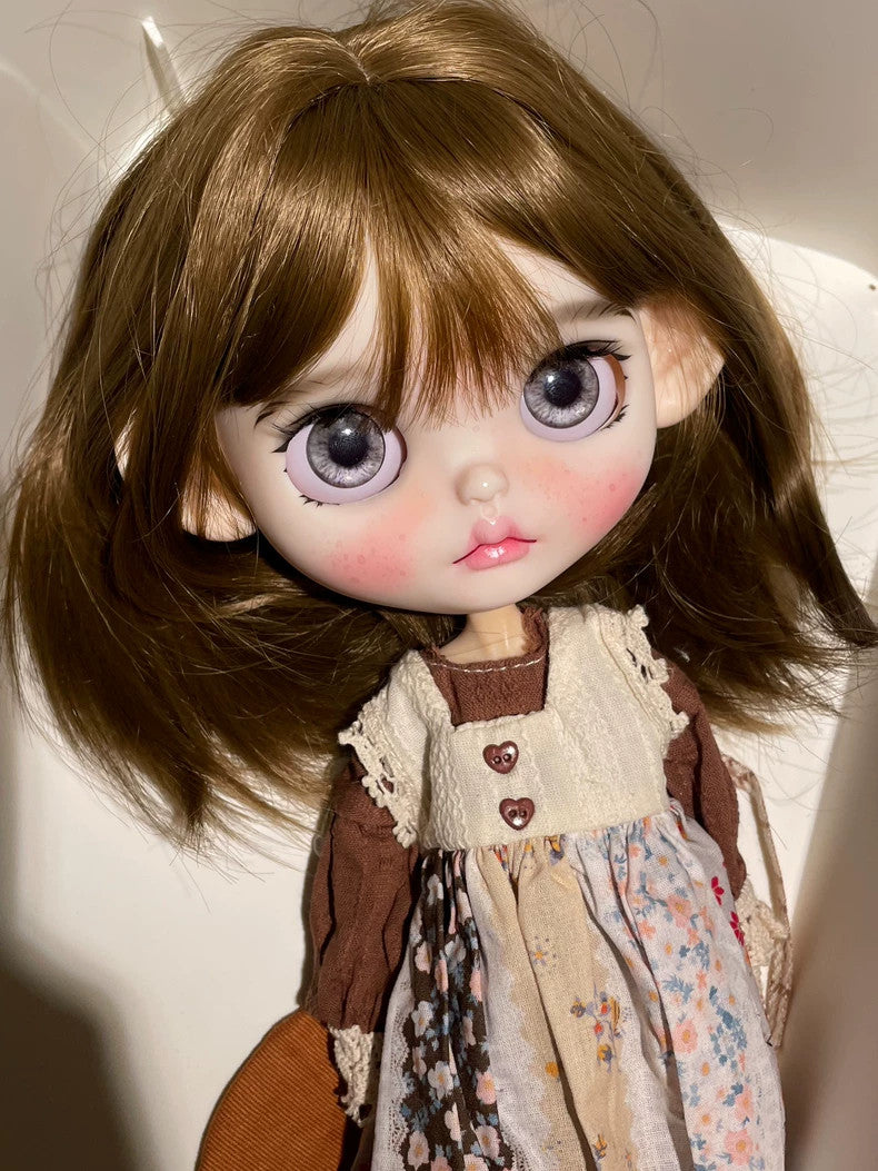 Full Set Blythe Doll With Dress Wig Hair Eyes Face up 1/6 BJD Doll Handmade Gift