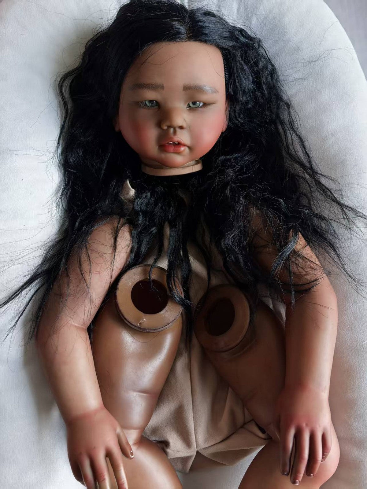 Artist Custom Made Painted 28inch Dark Skin Reborn Baby Doll Kits Rooted Hair Toddler Girl Kids Toy