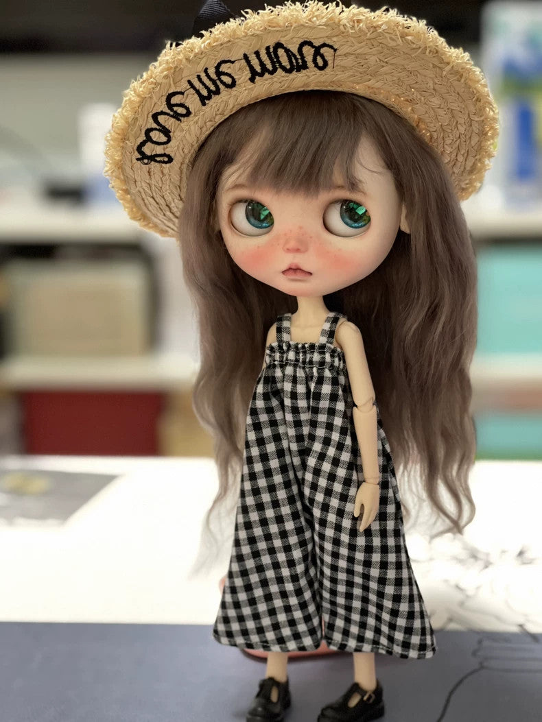 for blythe 1/6 BJD doll ob24 22 BJD Camisole Skirt Floral Plaids Suspender Dress