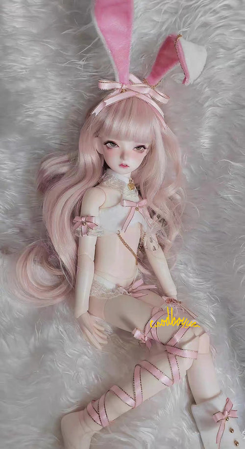 1/6 1/4 1/3 BJD Rabbit Clothes Doll Sexy Bunny Girl Outfit White+Pink DIKA LUTS
