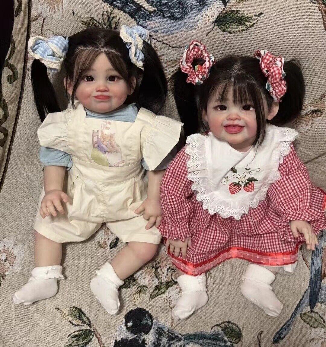 Custom Made 28in Lifelike Reborn Baby Dolls Devi  Realistic Hand-Rooted Hair Toddler Girl Art Gift