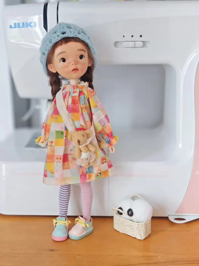 Full Set Landoudou BJD Doll 1/6 Girl Face Makeup Wig Clothes Dress Hat Bag Shoes