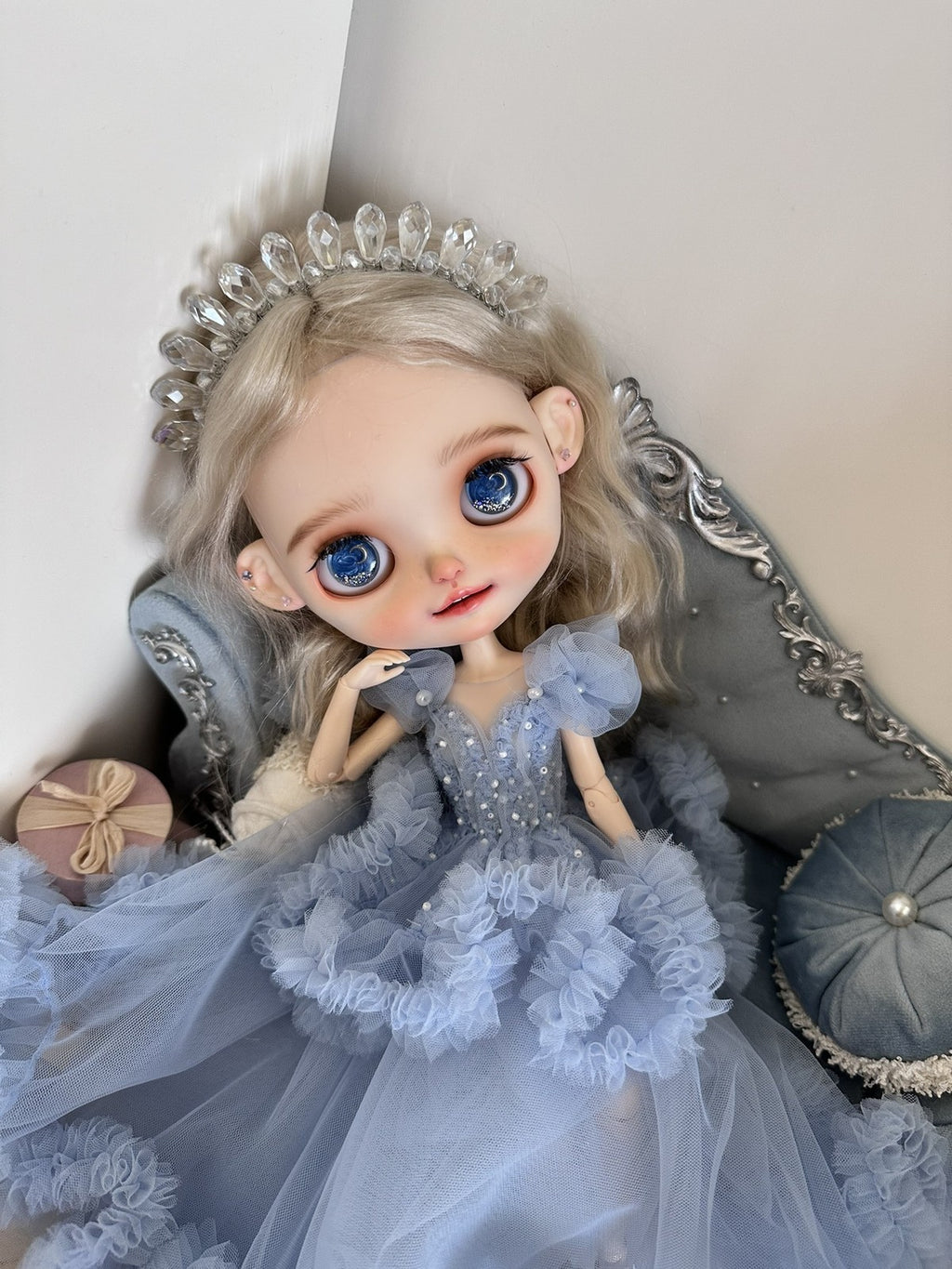 BJD Doll Clothes Blue Palace Veil Evening Dress For 1/6 Blythe BJD Doll OB24 22